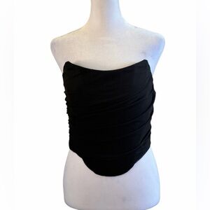 Classic Black Strapless Ruched Corset-Style Top